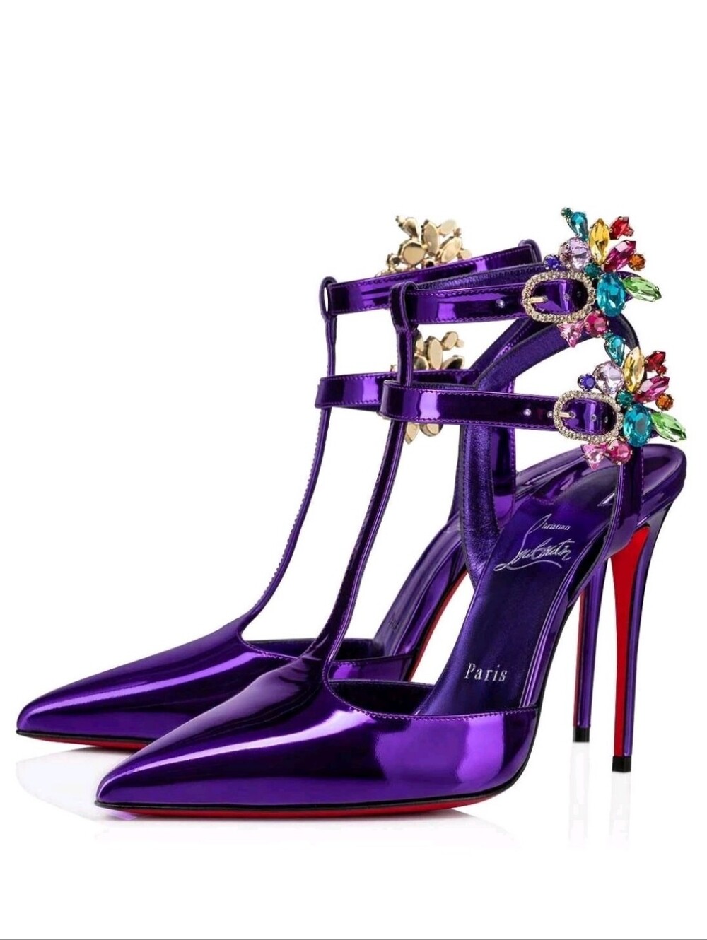 Christian Louboutin Joli 100mm Metallic Purple Heels Left 36.5 Right 37